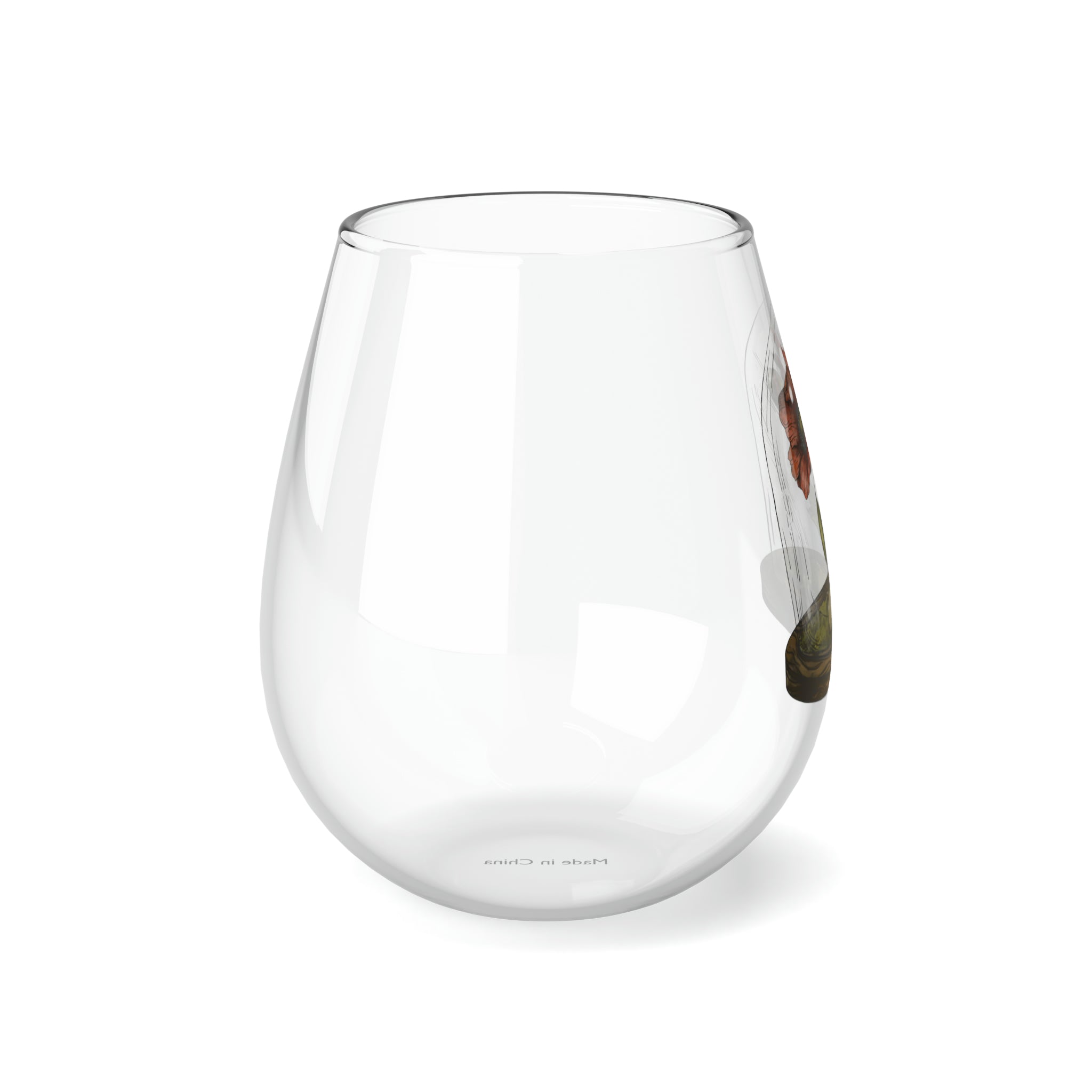 August Birth Flower - Stemless Wine Glass, 11.75oz