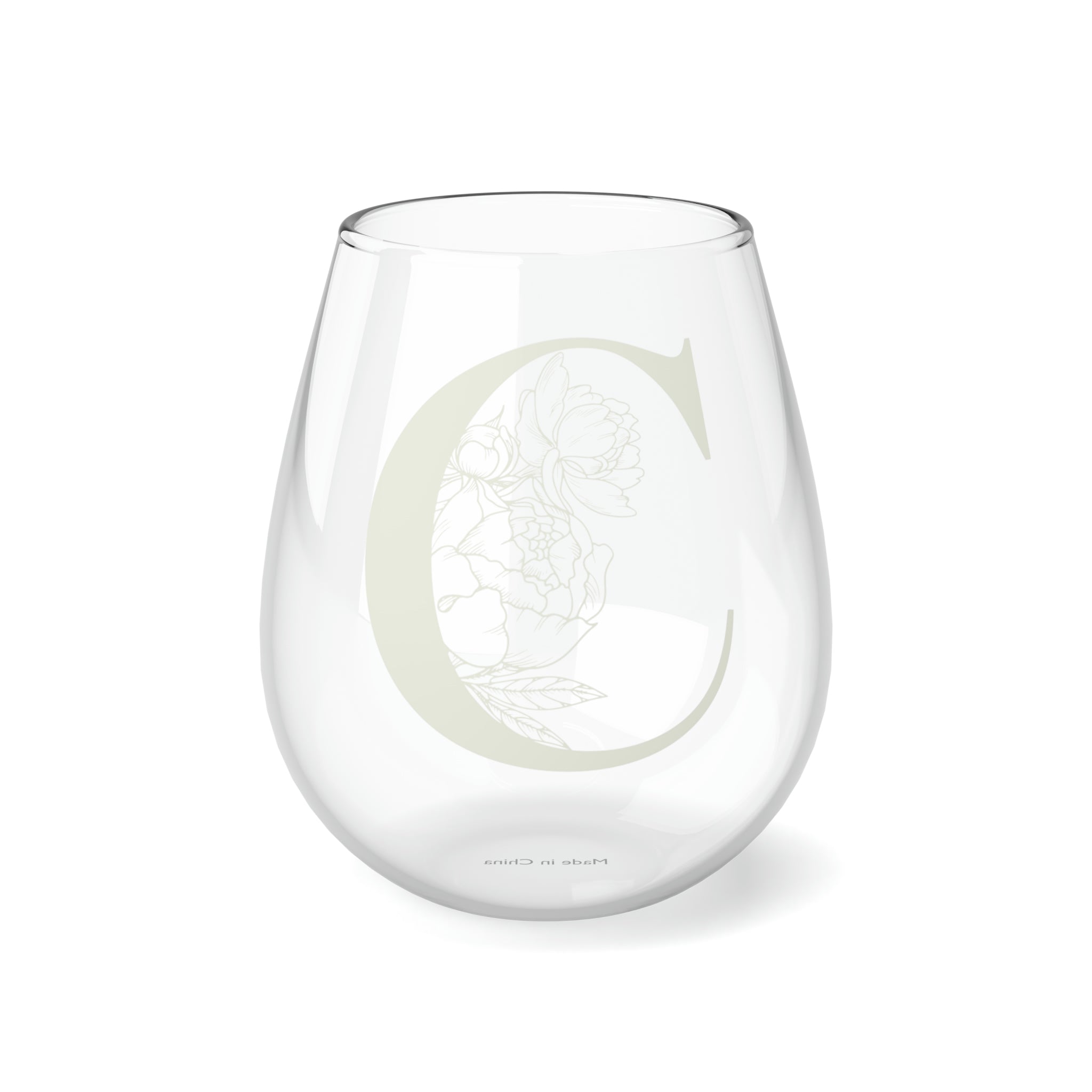 Stemless Wine Glass, 11.75oz - Monogram C