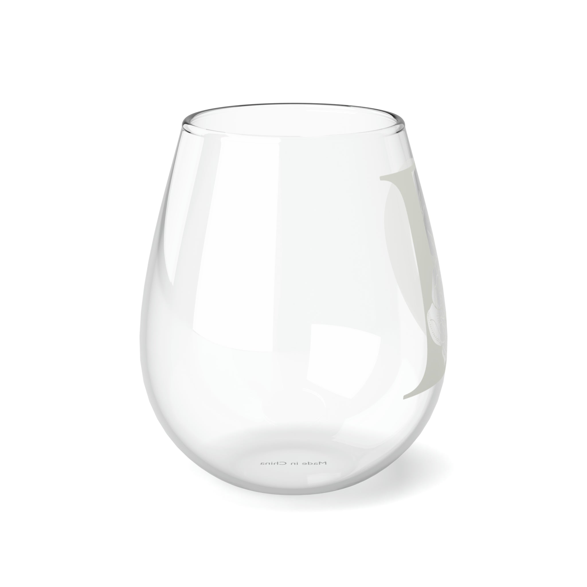 Stemless Wine Glass, 11.75oz - Monogram D