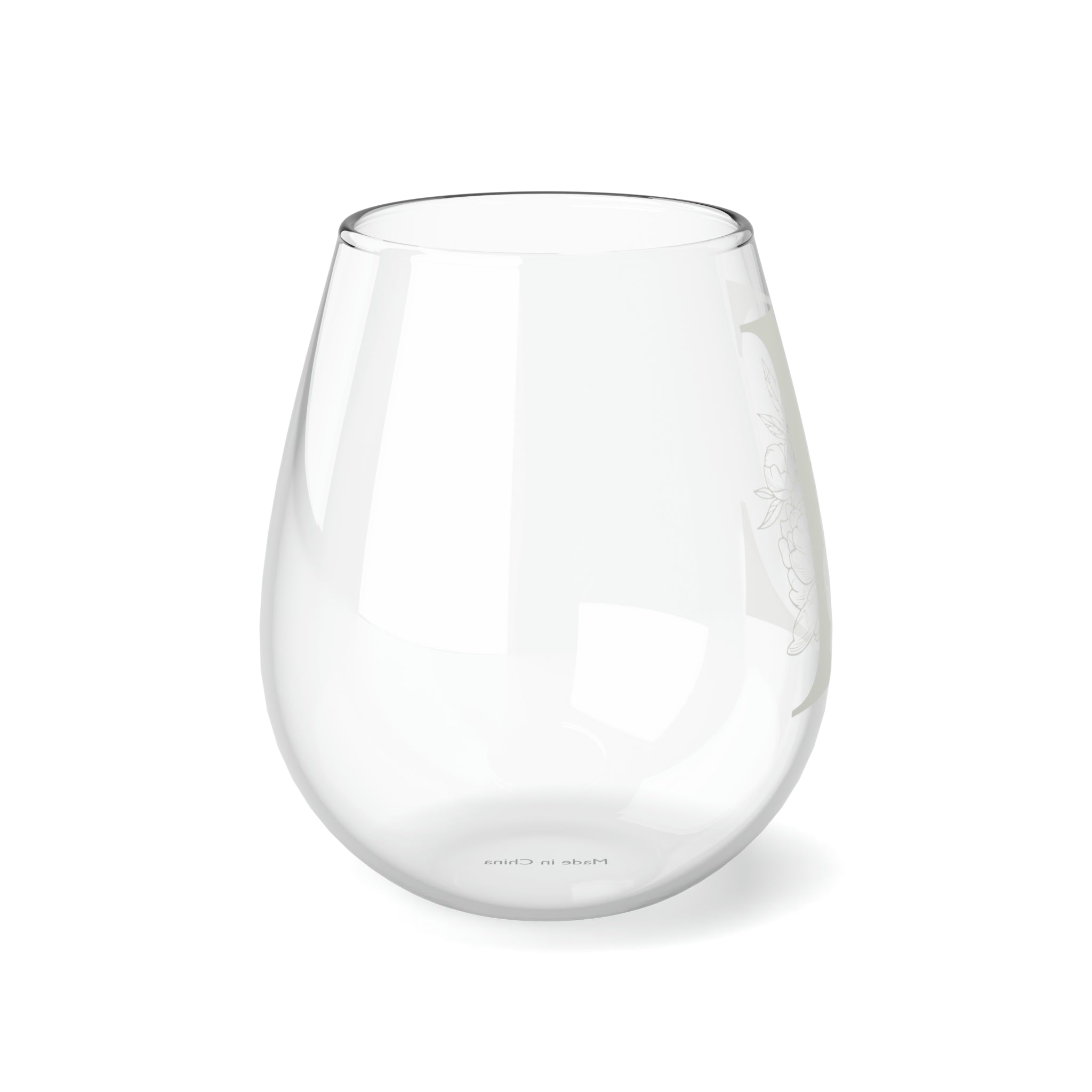 Stemless Wine Glass, 11.75oz - Monogram E