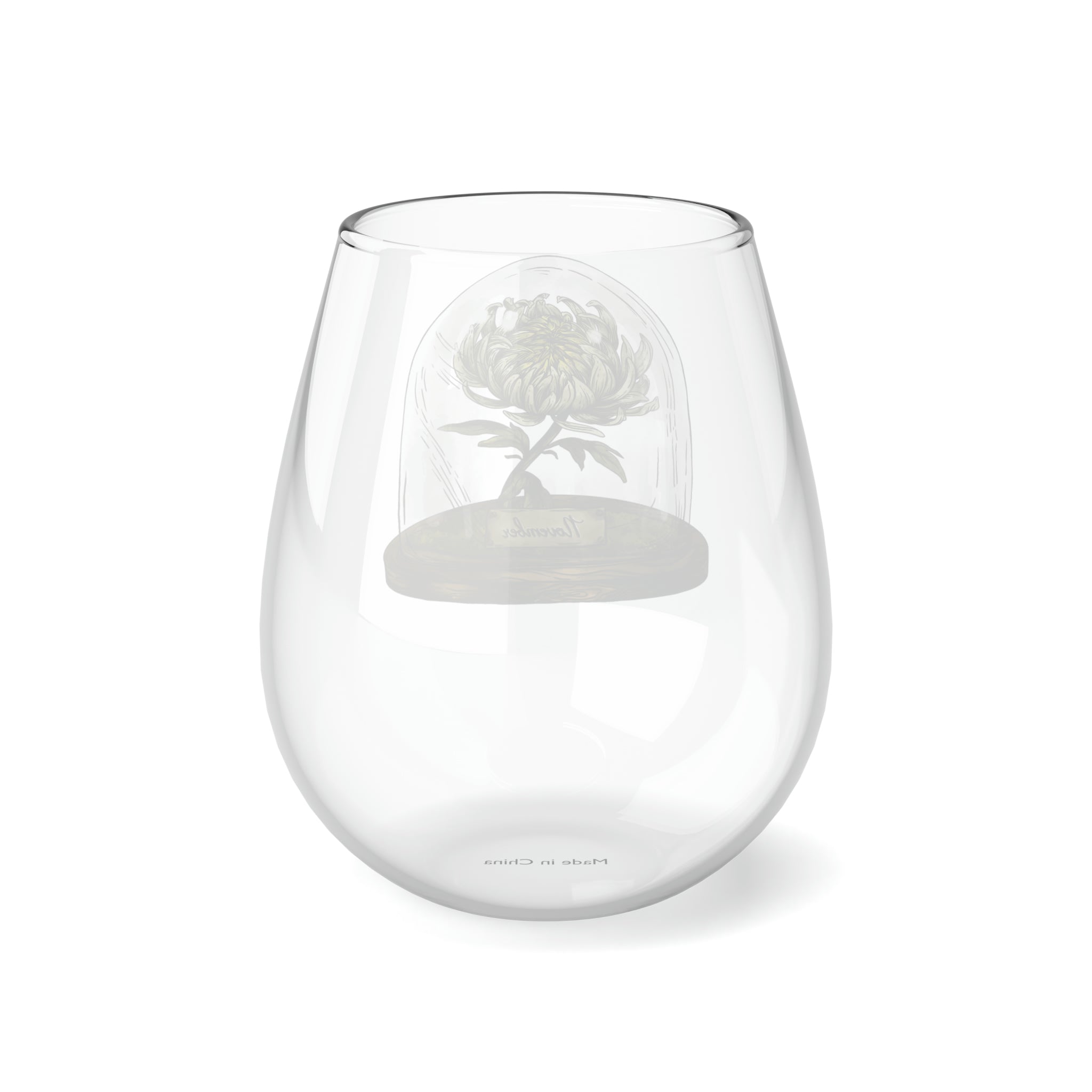 November Birth Flower - Stemless Wine Glass, 11.75oz