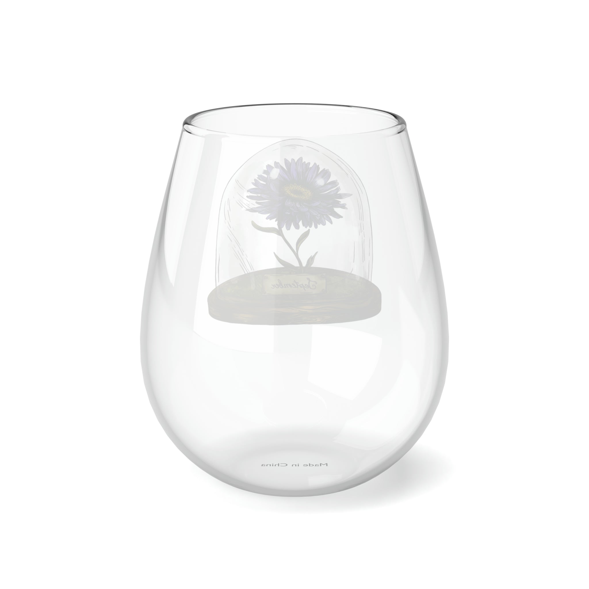 Stemless Wine Glass, 11.75oz - September Birth Flower
